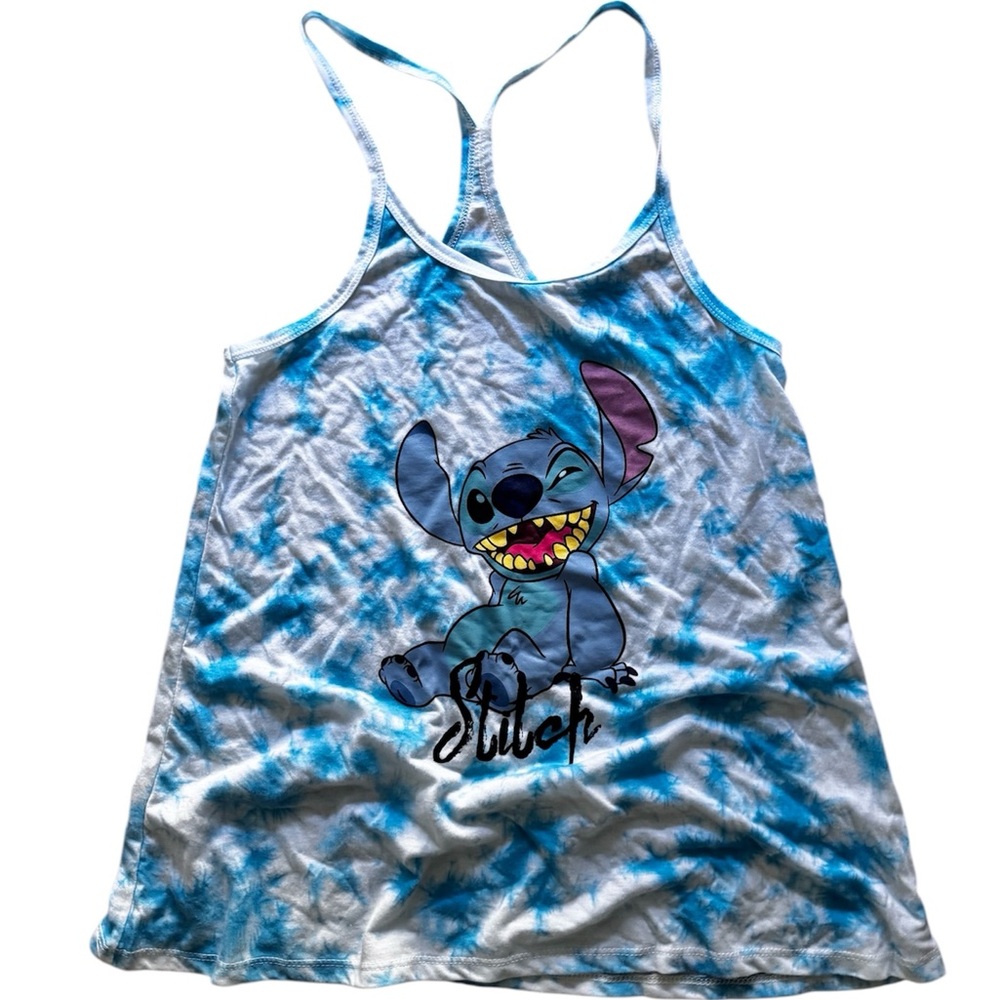 NWOT Disney Lilo & Stitch Blue Tie Dye Crossback Tank Top | Women's Size M
